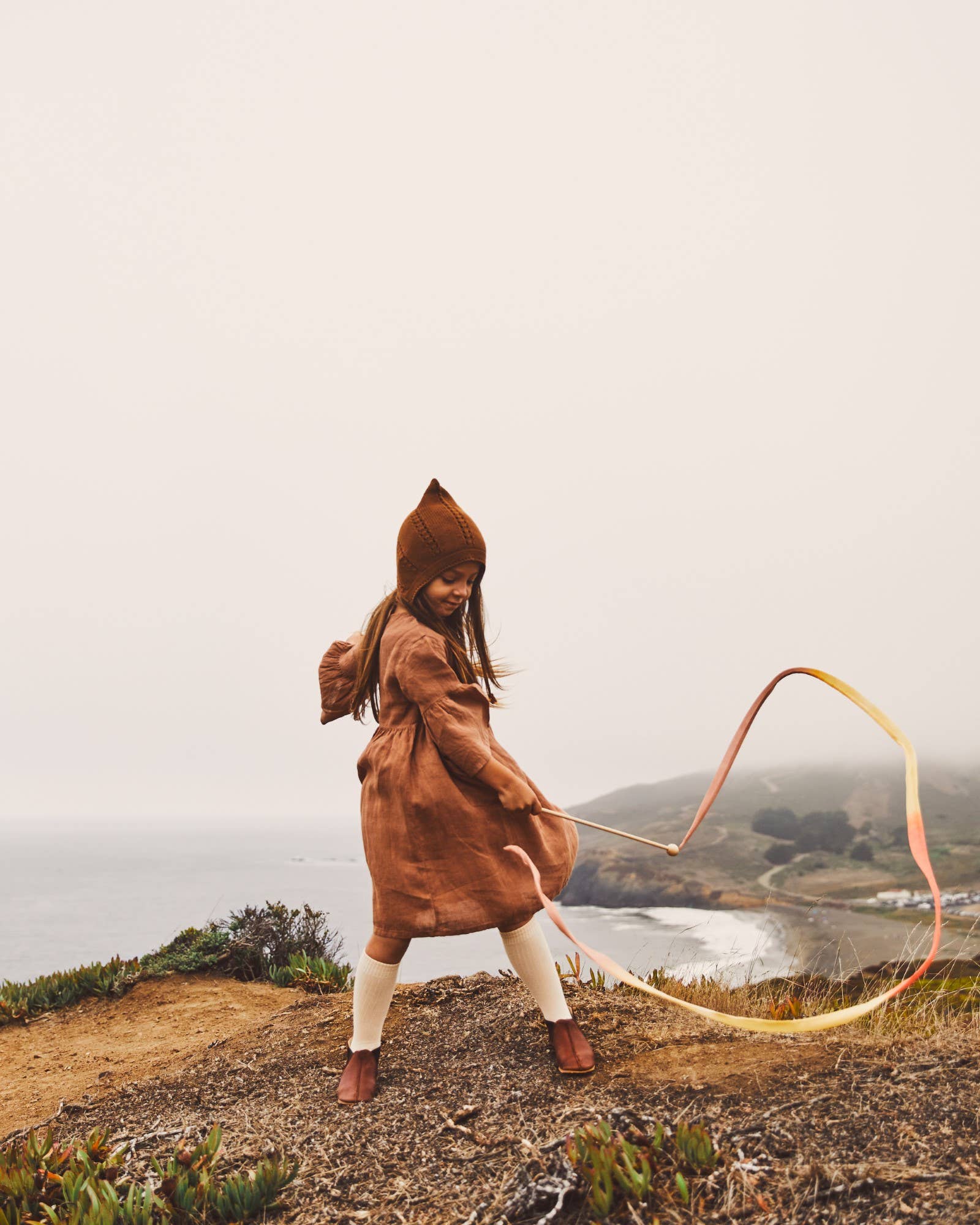 Sarahs Silk Boho Rainbow Silk & Wood Streamer - Wand for Pretend Play - - MamaMilla