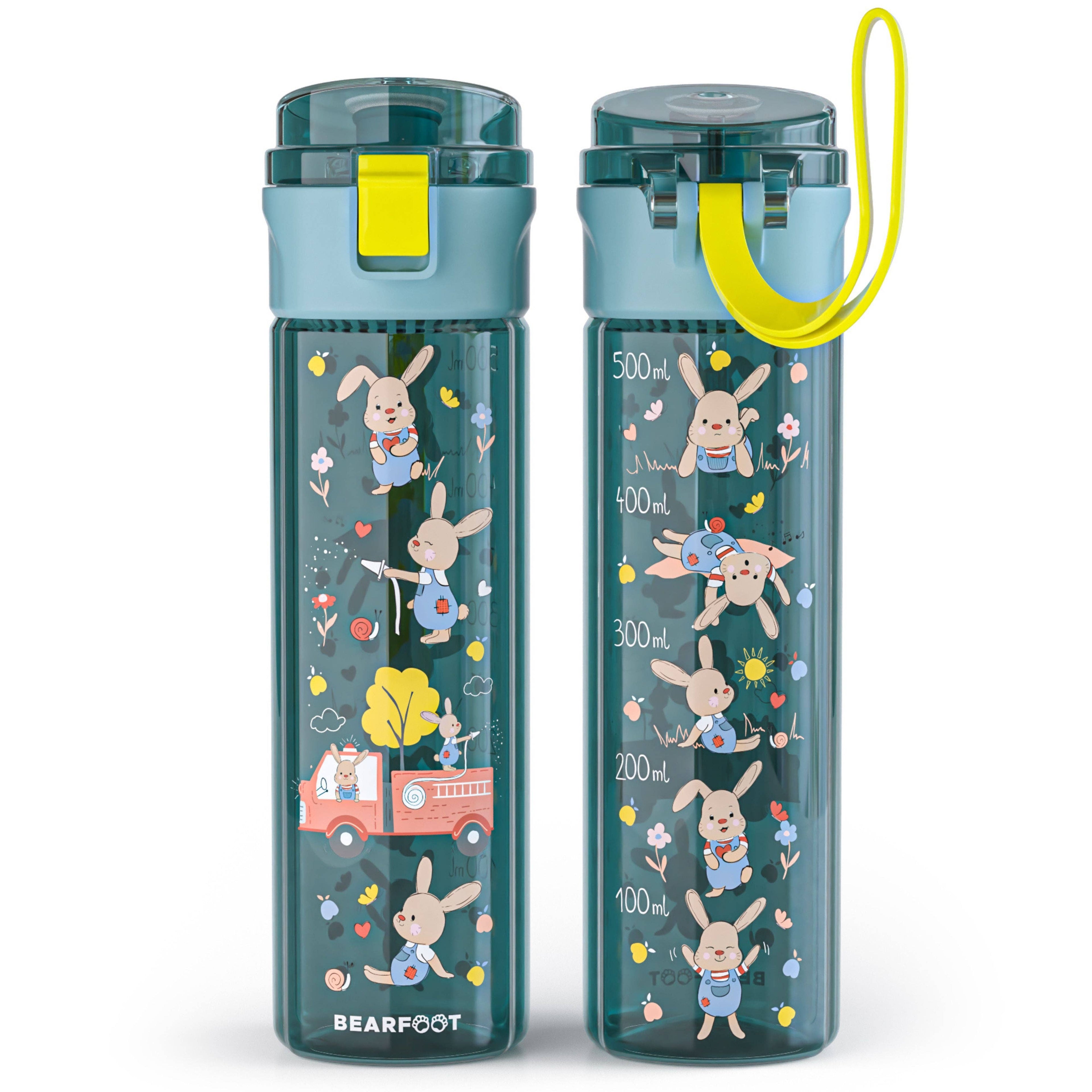 BEARFOOT Letvægts Drikkedunk Med Silikonestrop- 500 ml - Brandbil - Drikkedunk i plast - MamaMilla