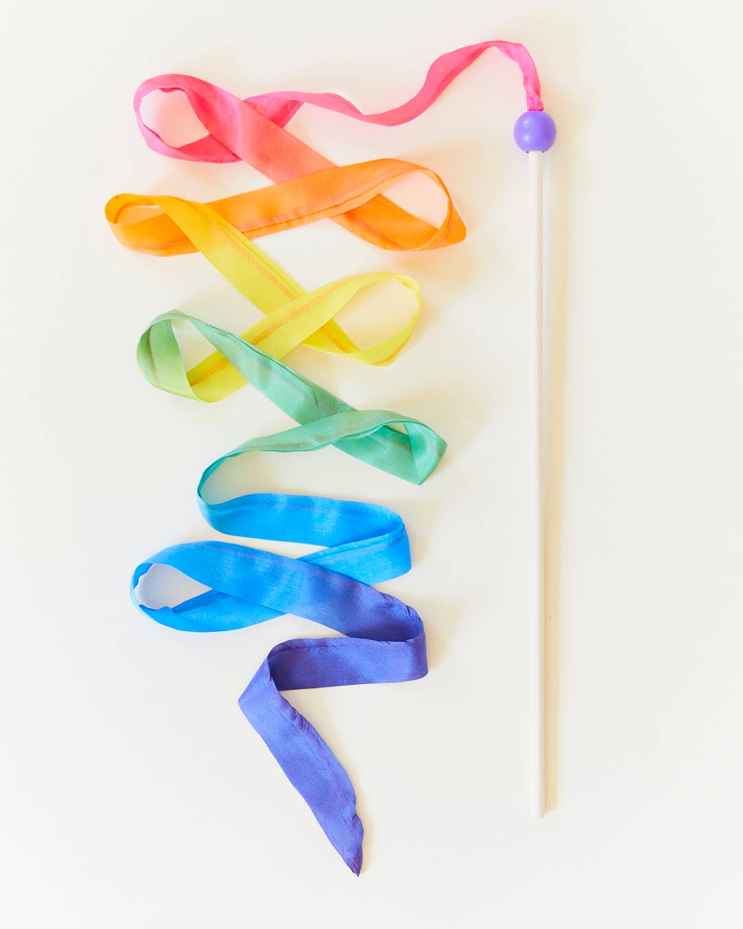 Sarahs Silk Rainbow Silk & Wood Streamer - Wand for Pretend Play - - MamaMilla