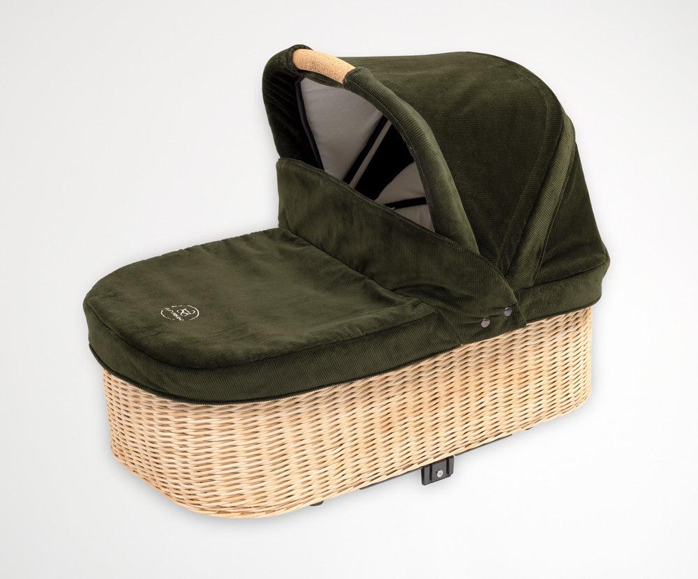 Naturkind Barnevognskasse Flettet - 77 cm - Olive (fløjl) - Barnevognskasse Flettet - MamaMilla
