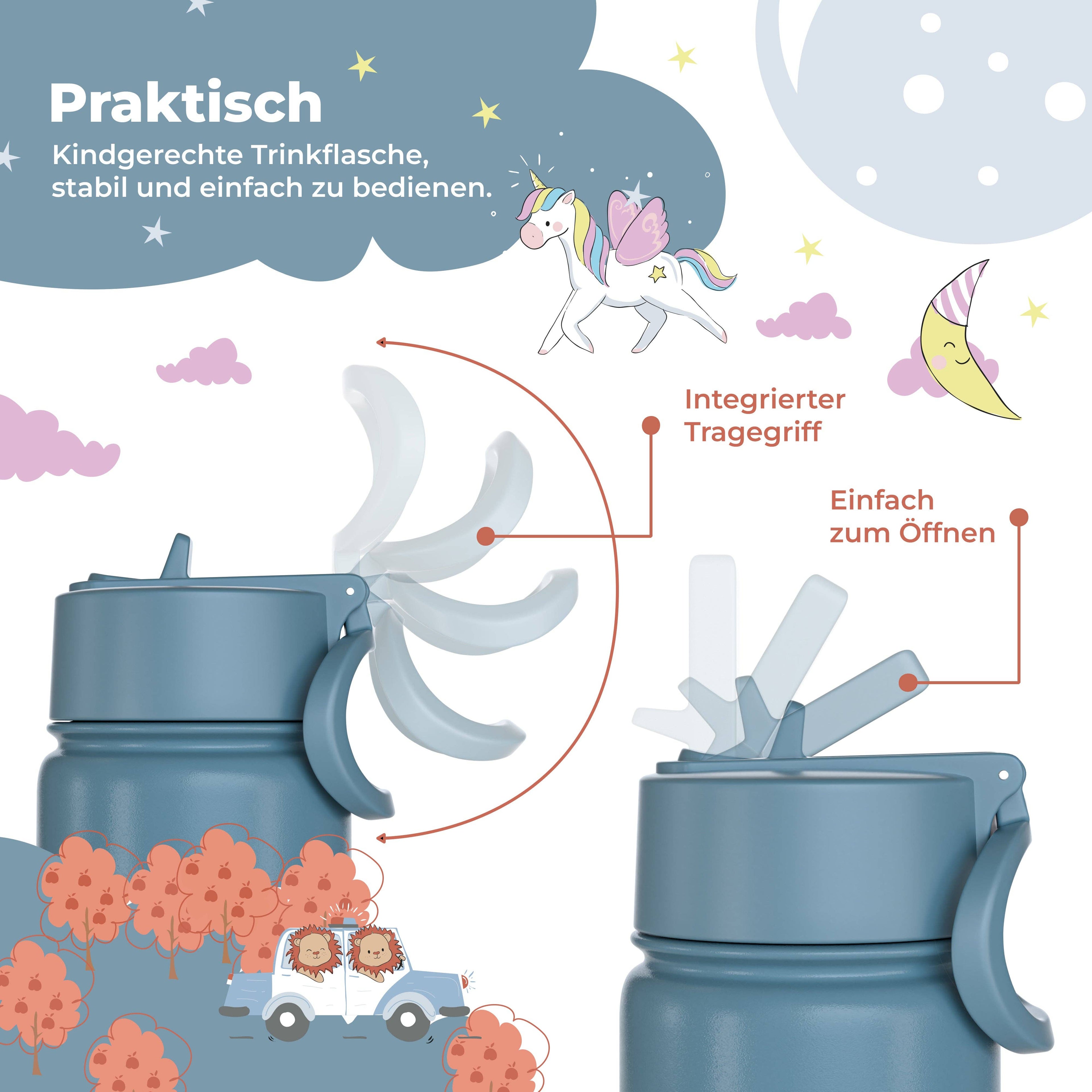 BEARFOOT Termo Drikkedunk med hank - 400 ml - Traktor Med Ræv - Drikkedunk med termo - MamaMilla