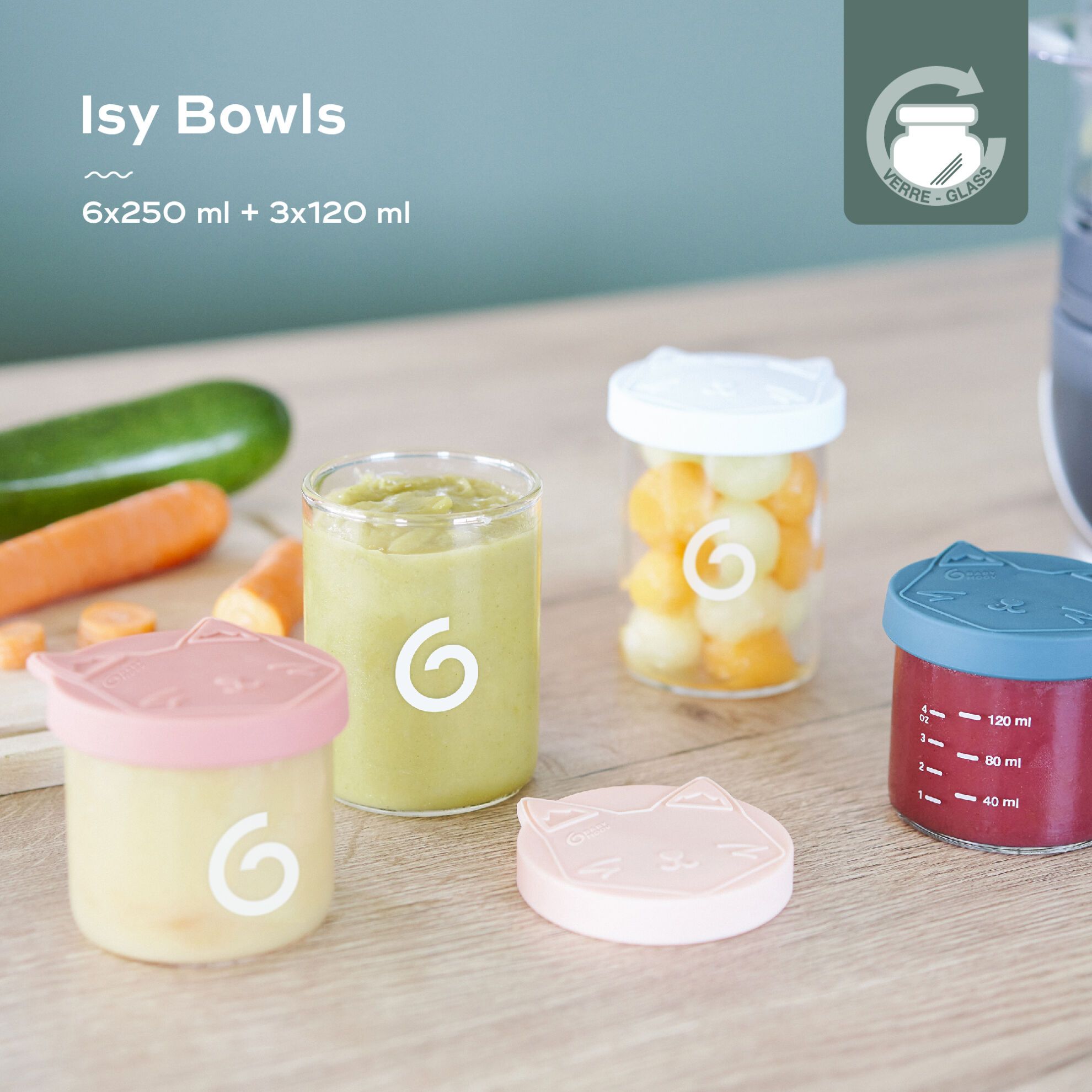 Babymoov Madbøtter (ISY) - 6x250ml + 3x120ml - Madbøtter - MamaMilla