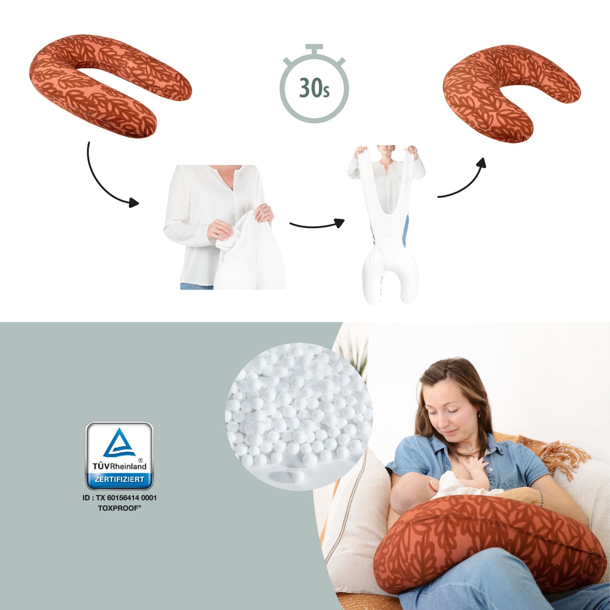 Babymoov 2-i-1 Graviditets- og Ammepude (B.Love) – Terracotta - Graviditetspude - MamaMilla