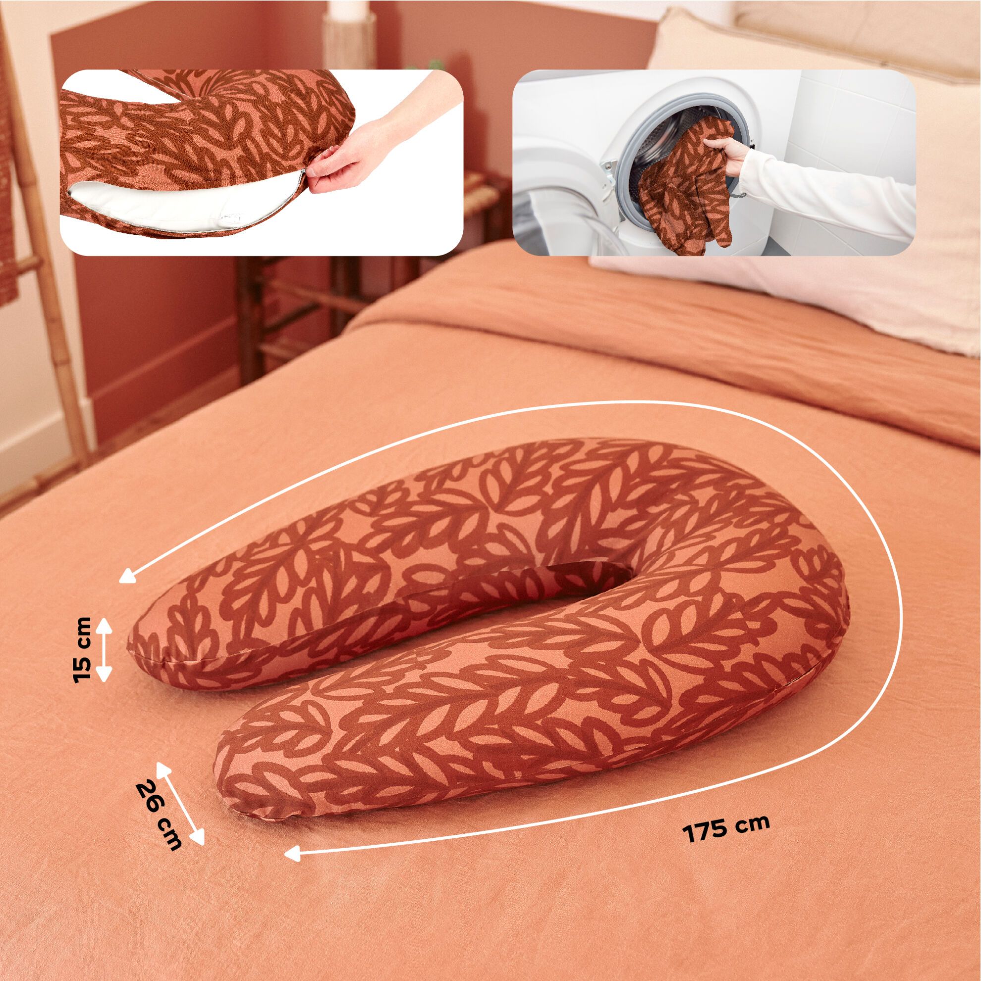 Babymoov 2-i-1 Graviditets- og Ammepude (B.Love) – Terracotta - Graviditetspude - MamaMilla