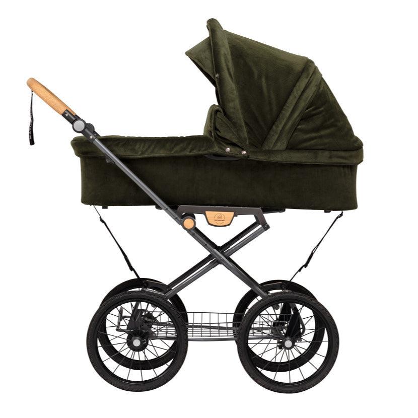 Naturkind IDA MAX - 96 cm - Olive (fløjl) - Barnevogn med langt liggemål - MamaMilla