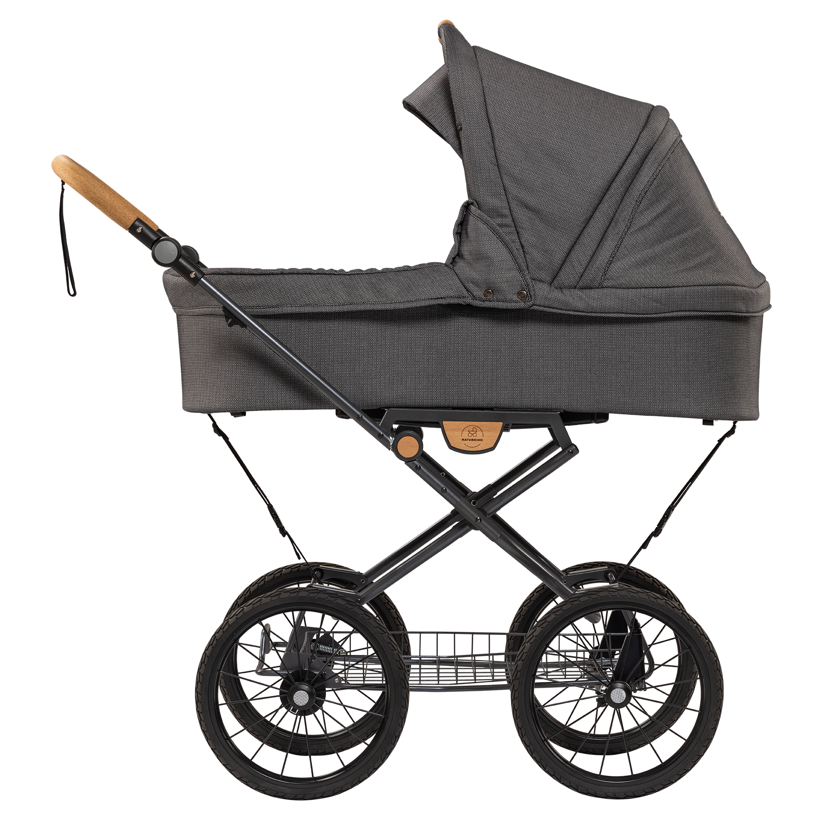 Naturkind IDA MAX - 96 cm - Tulum (grå mønster) - Barnevogn med langt liggemål - MamaMilla