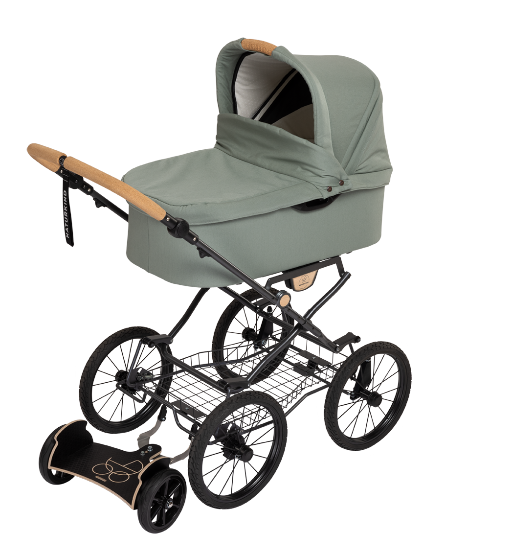 Naturkind IDA MAX - 96 cm - Cognac (fløjl) - Barnevogn med langt liggemål - MamaMilla