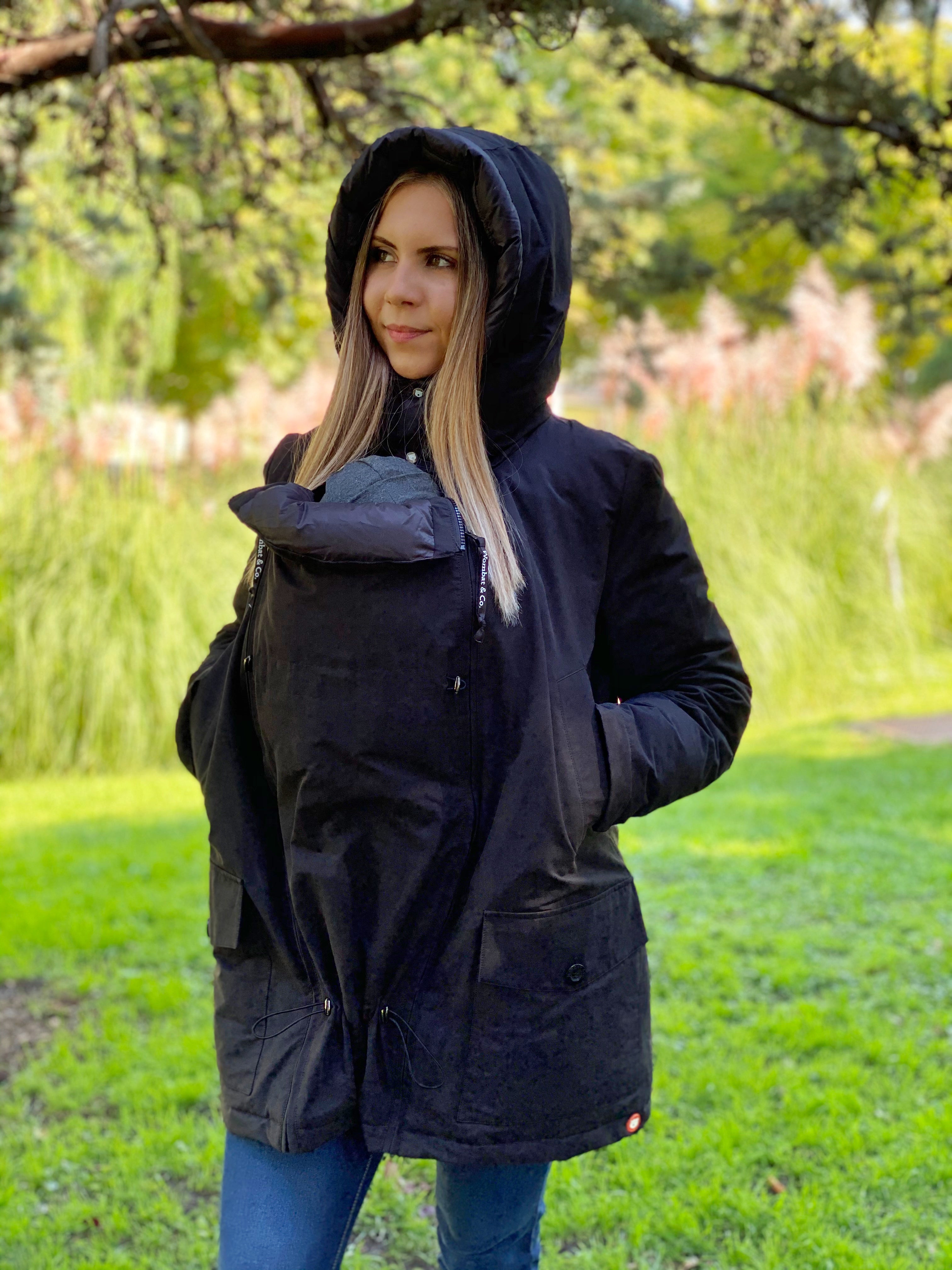 Wombat & Co. KOALA 4-i-1 vinterjakke til gravide/bærejakke (unisex) - Sort - Bærejakke - MamaMilla