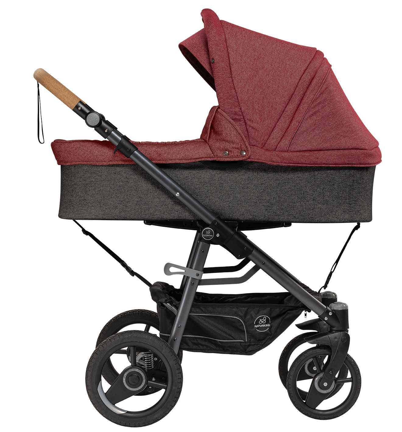 Naturkind Lux Evo Max - 96 cm - Granada (rødmeleret) - Barnevogn med langt liggemål - MamaMilla