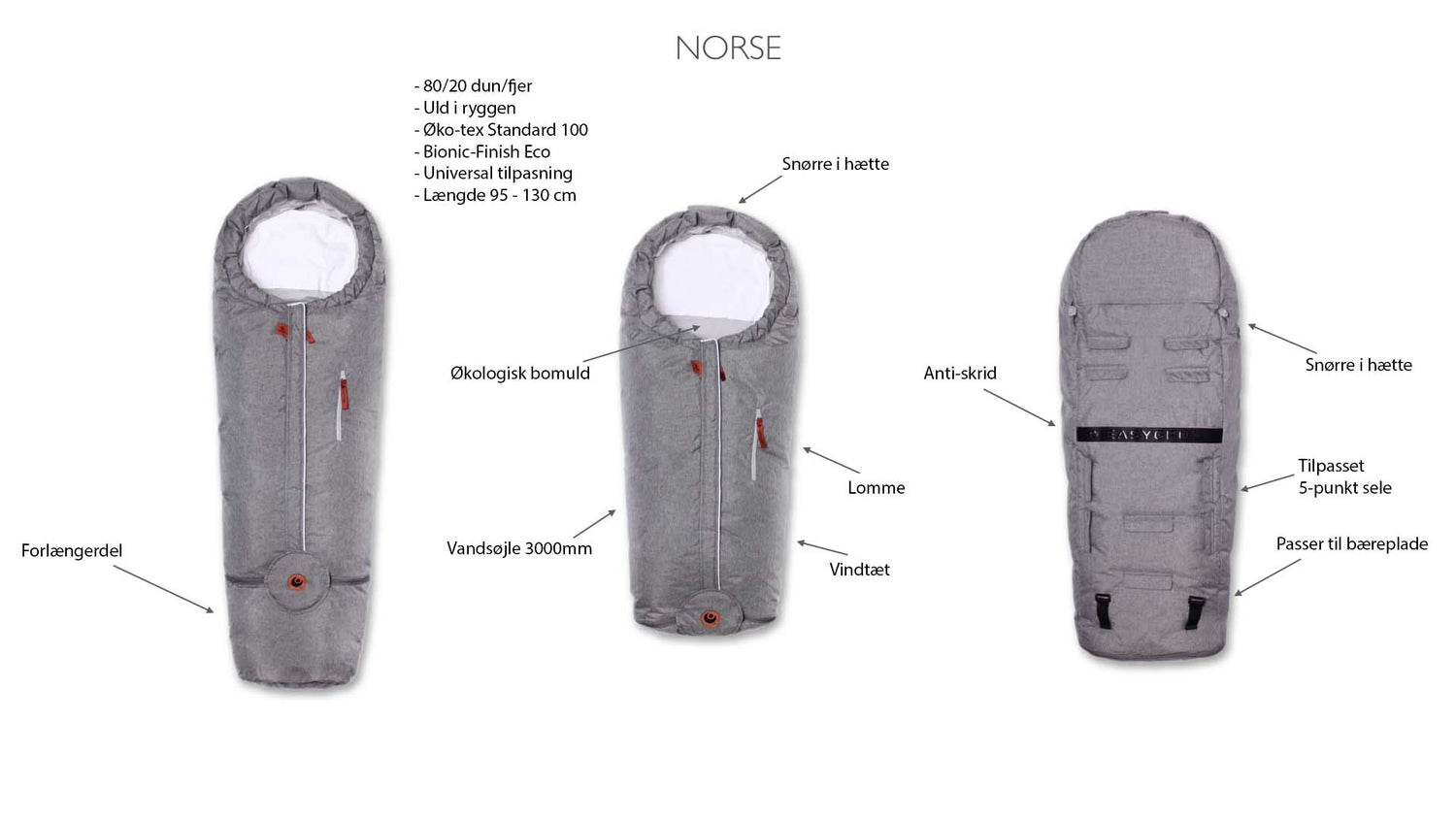 Easygrow HOOD NORSE kørepose - Black Melange - Kørepose - MamaMilla