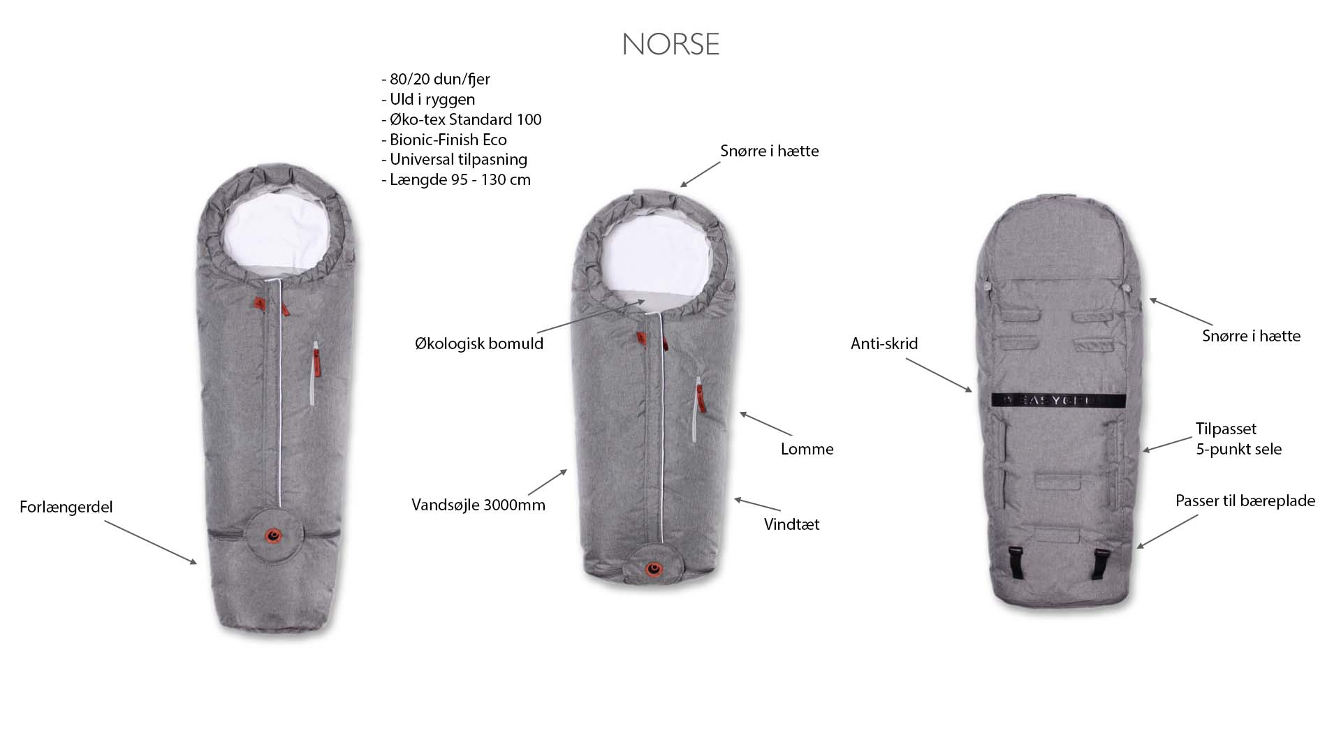 Easygrow HOOD NORSE kørepose - Sand Solid - Kørepose - MamaMilla