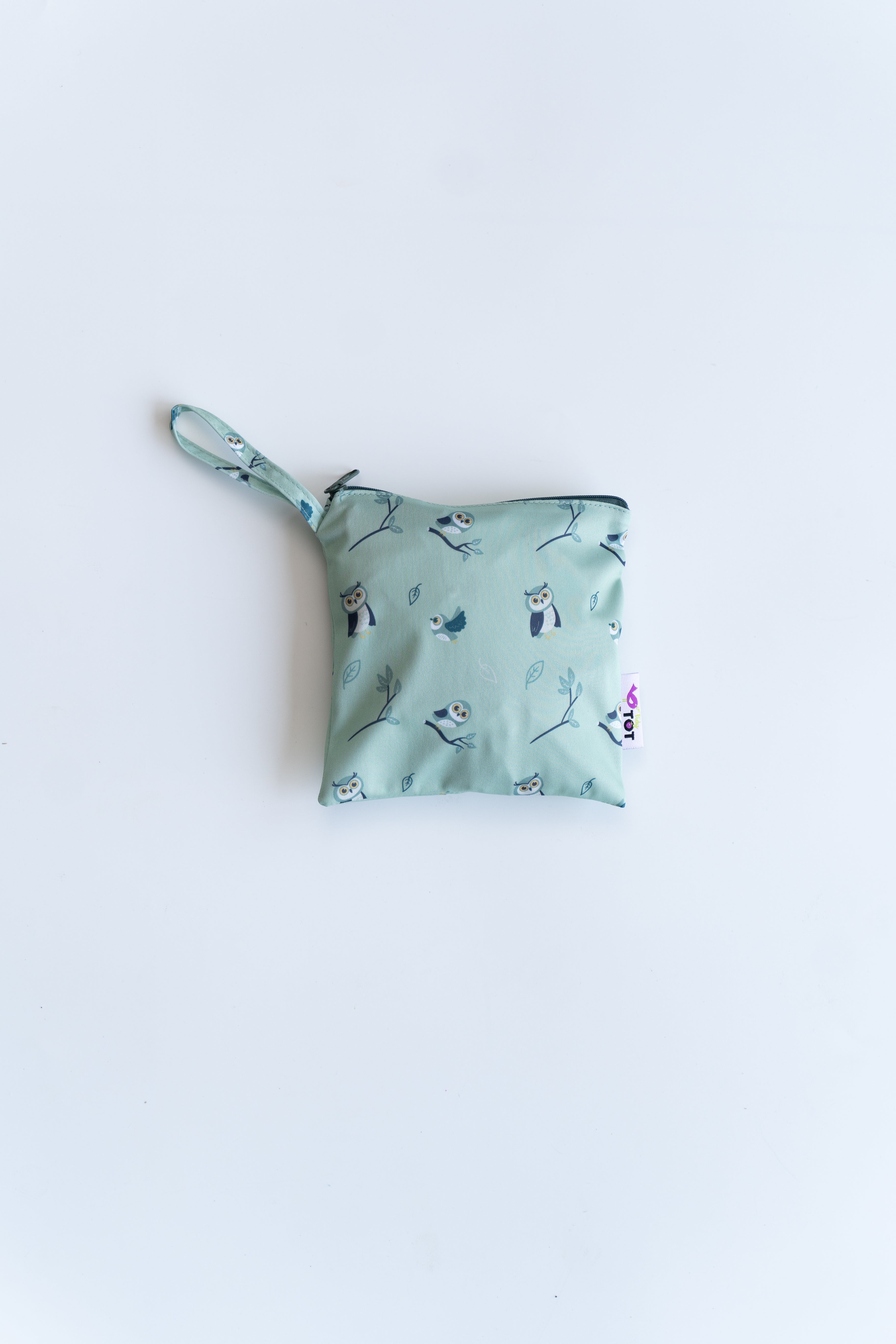 Tidy Tot Hagesmæk med Sugekop (lange ærmer) - Grøn Ugle - Hagesmæk med ærmer - MamaMilla