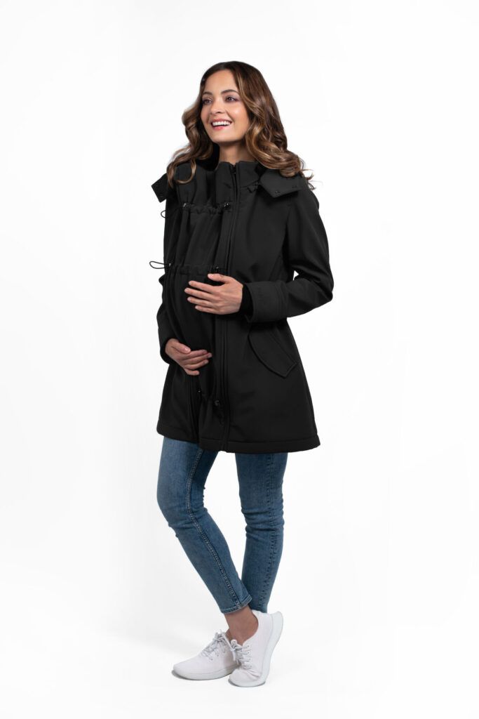 Wombat & Co. 4-i-1 softshell overgangsjakke til gravide/bærejakke - Black - - MamaMilla