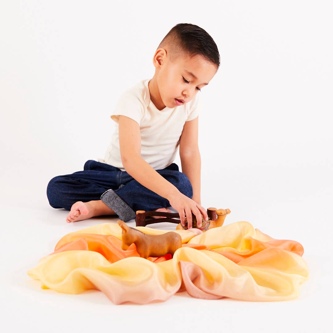 Sarahs Silk Earth Playsilks - Open-Ended 100% Silk, Natural Waldorf Toys: Desert - - MamaMilla