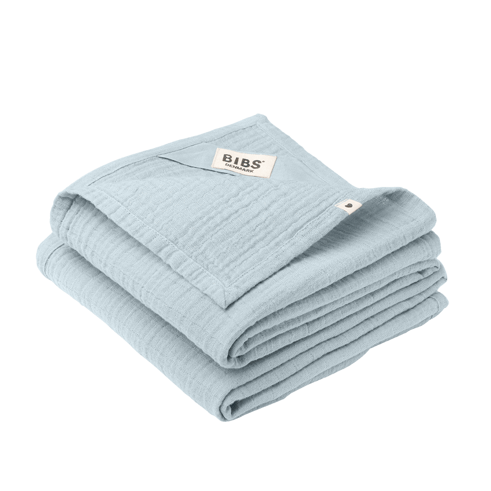 BIBS 2-pack stofble "Baby Blue" i blød muslin (økologisk bomuld) - MamaMilla