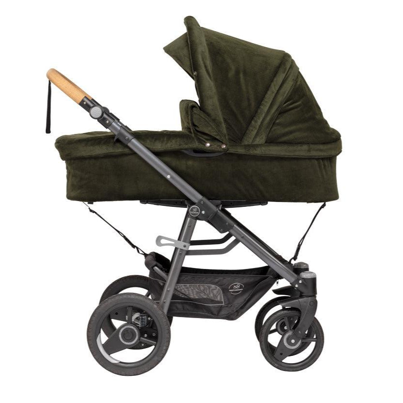 Naturkind Lux Evo Max - 96 cm - Olive (fløjl) - Barnevogn med langt liggemål - MamaMilla
