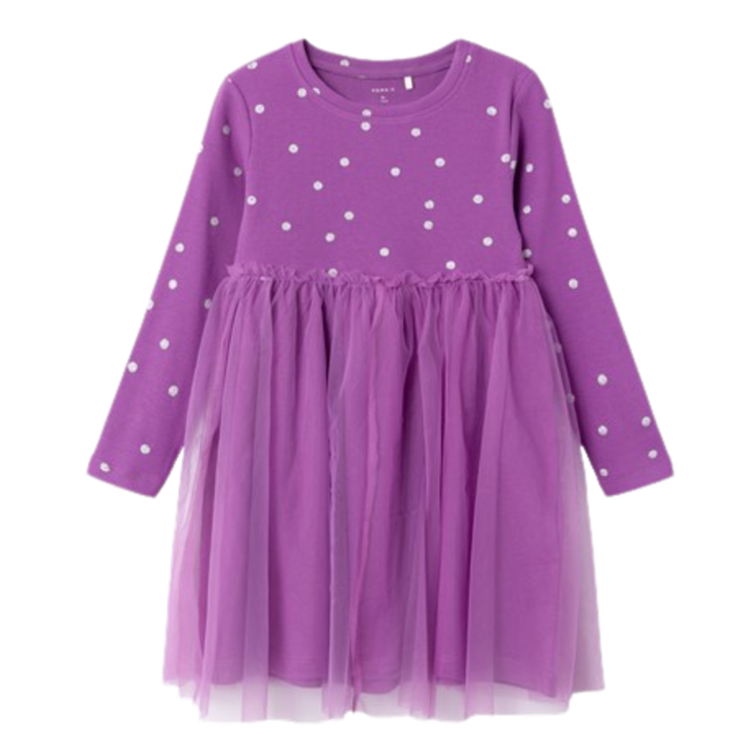 Name it kjole med rib og tyl - Ofelia - Hyacinth Violet - Kjole - MamaMilla