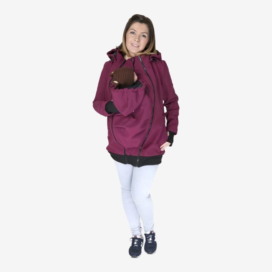 Fun2bemum 4i1 softshell bære- og graviditetsjakke også til rygbæring - Blommefarvet - Bærejakke - MamaMilla