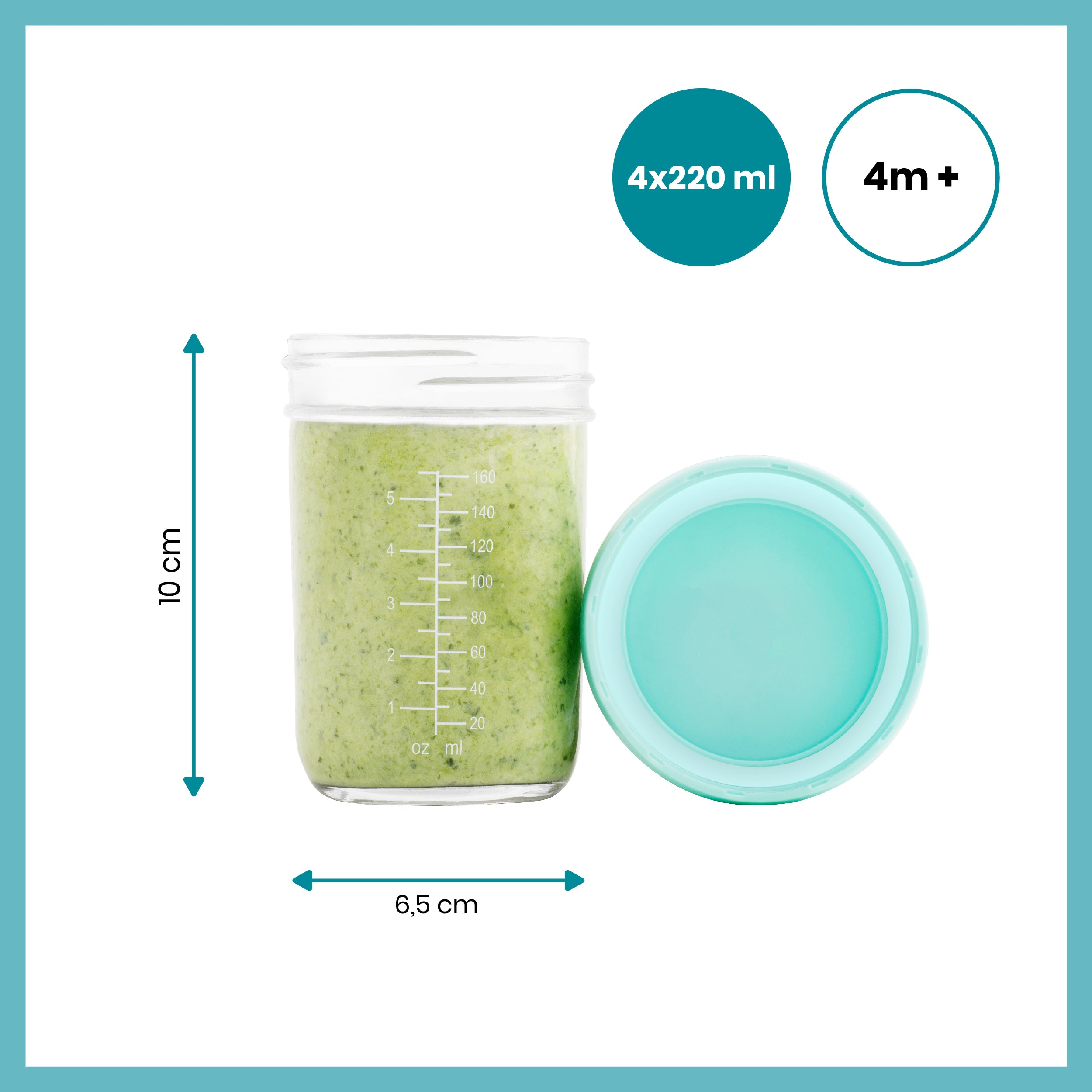 Babymoov glasbøtter (4 stk) - 240ml - Grød - MamaMilla