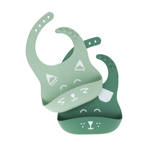 Babymoov silikone hagesmæk 2-pack - Grøn - hagesmæk - MamaMilla