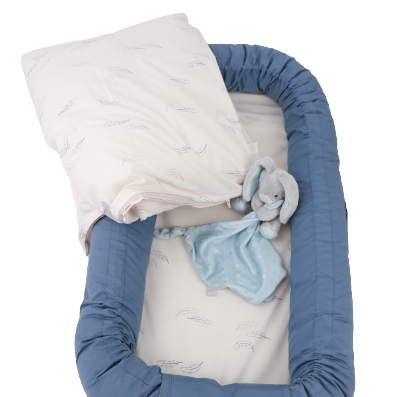 MamaMilla babynest med Fossflakes fyld - Dusty dark blue - Babynest - MamaMilla