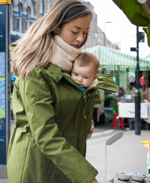 Wombat & Co. WALLABY 4-i-1 vinterjakke til gravide/bærejakke - Grøn - Bærejakke - MamaMilla