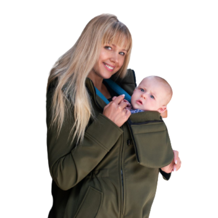 Wombat & Co. 4-i-1 softshell overgangsjakke til gravide/bærejakke - Camo Green - Bærejakke - MamaMilla
