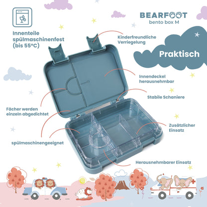 BEARFOOT Bento Madkasse Med 4/6 Rum (justerbar) - Brandbil - Madkasse - MamaMilla