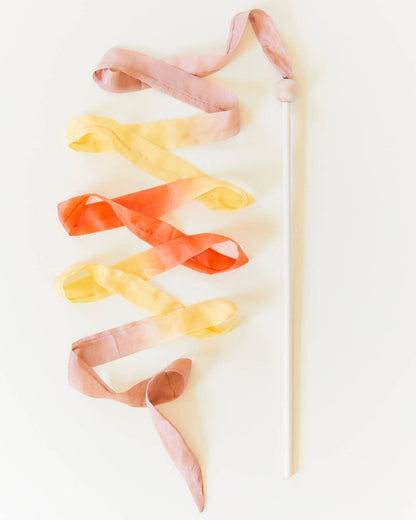 Sarahs Silk Boho Rainbow Silk &amp; Wood Streamer - Wand for Pretend Play - - MamaMilla