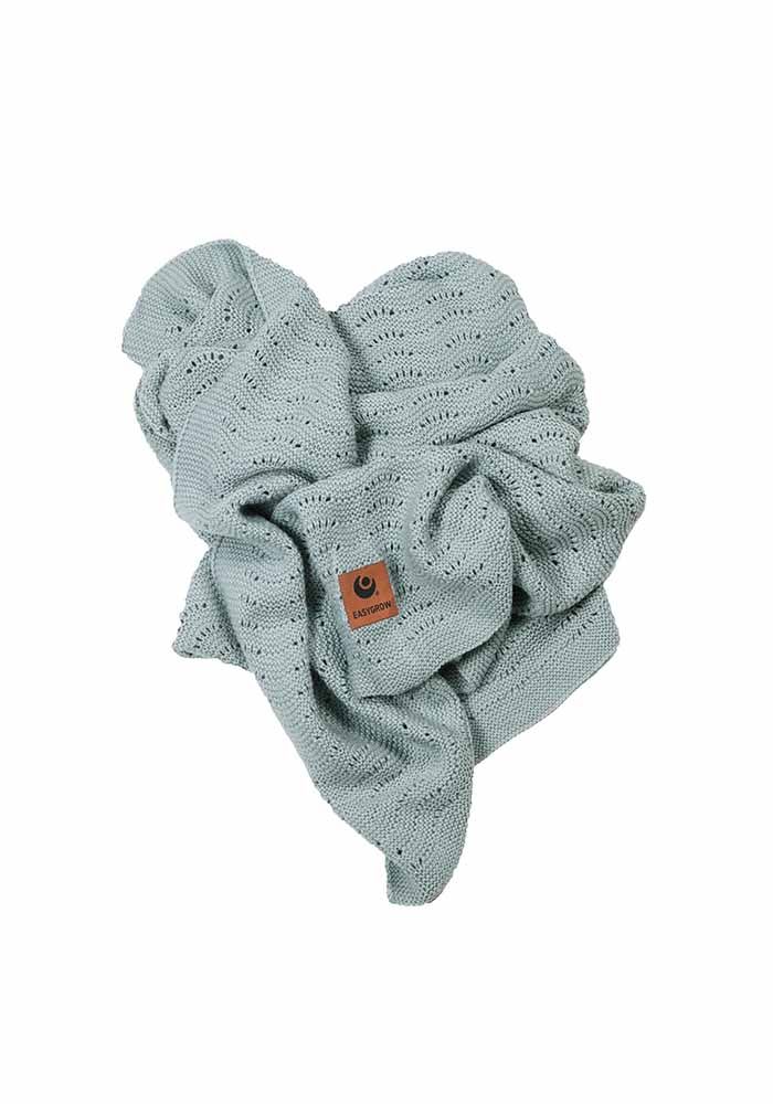 Easygrow GRANDMA Wave Tæppe - Ice Blue Melange - Babytæppe - MamaMilla
