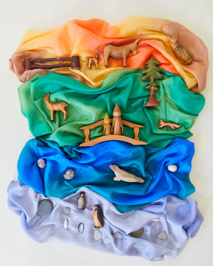 Sarahs Silk Earth Playsilks - Open-Ended 100% Silk, Natural Waldorf Toys: Desert - - MamaMilla