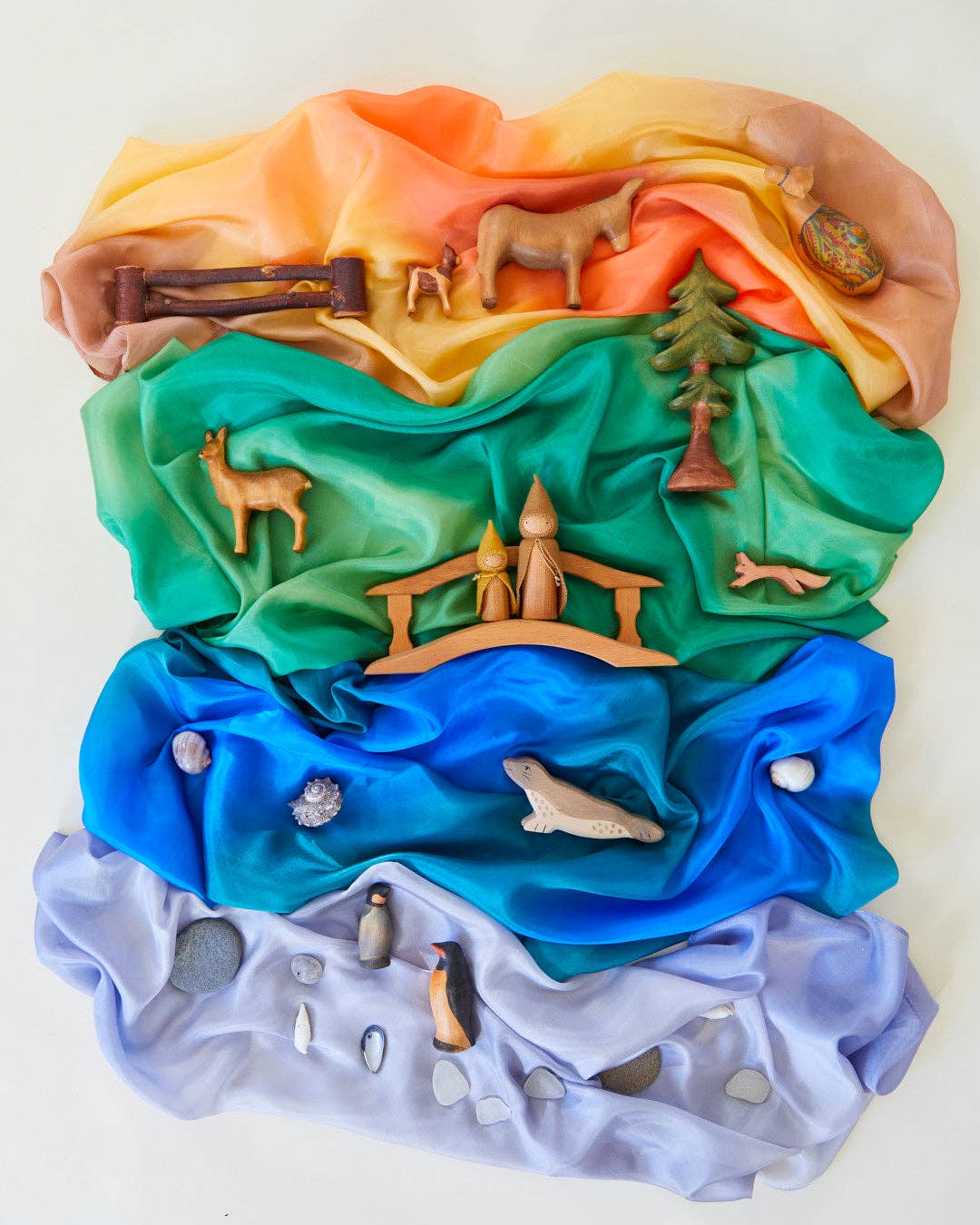 Sarahs Silk Earth Playsilks - Open-Ended 100% Silk, Natural Waldorf Toys: Ocean - - MamaMilla