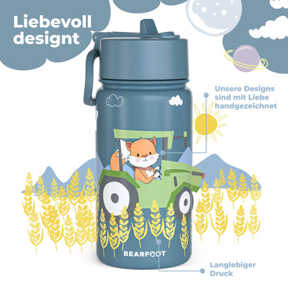 BEARFOOT Termo Drikkedunk med hank - 400 ml - Traktor Med Ræv - Drikkedunk med termo - MamaMilla