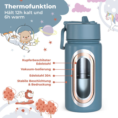BEARFOOT Termo Drikkedunk med hank - 400 ml - Traktor Med Ræv - Drikkedunk med termo - MamaMilla