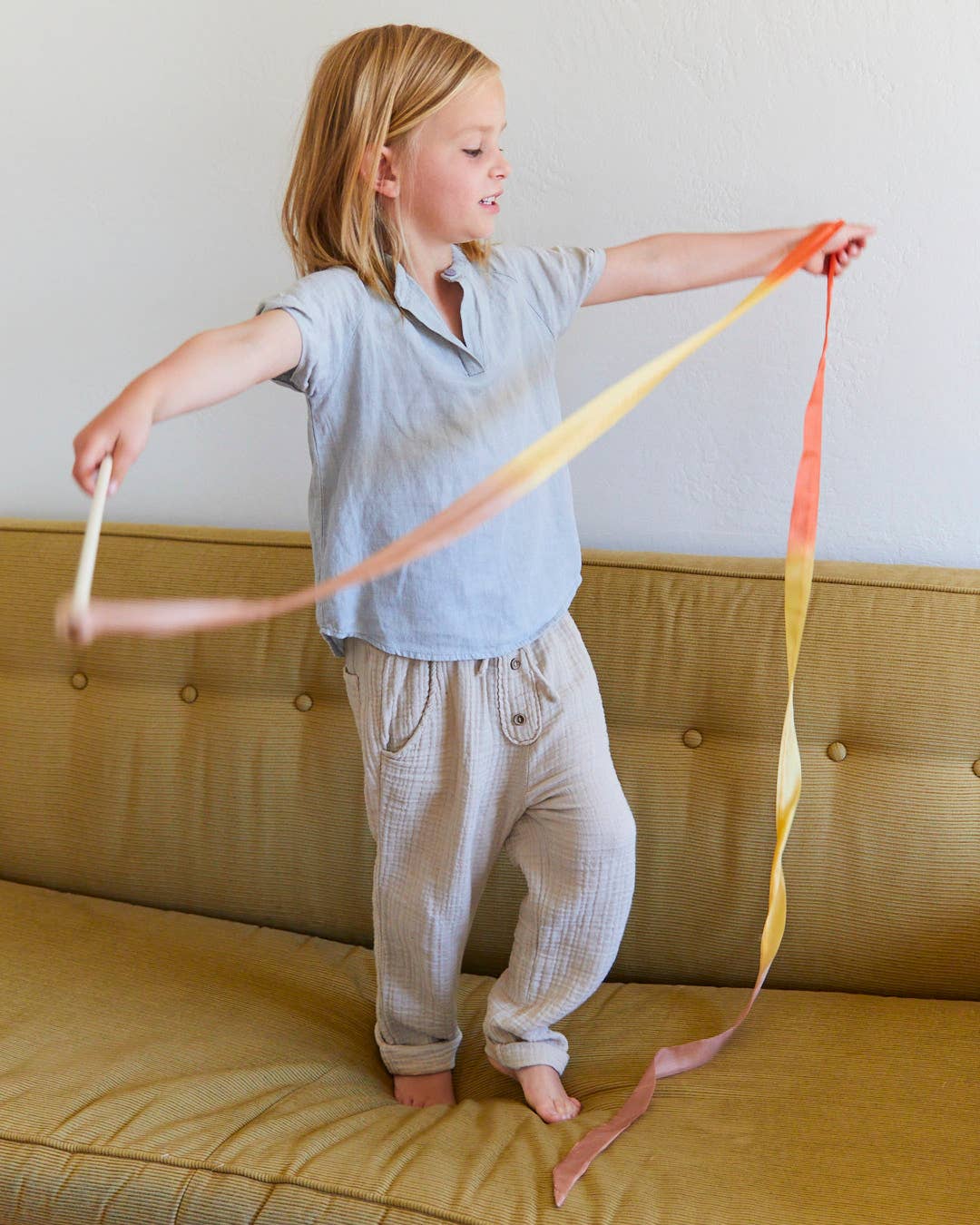 Sarahs Silk Boho Rainbow Silk &amp; Wood Streamer - Wand for Pretend Play - - MamaMilla