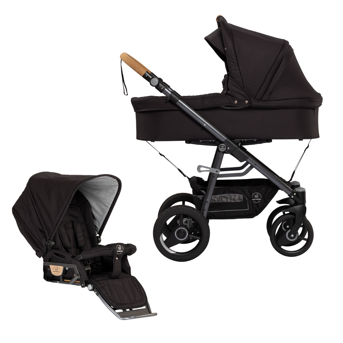 Naturkind DUO Lux Evo MAX (barnevogn + klapvognsdel) - Panther (sort) - DUO Lux Evo MAX - MamaMilla