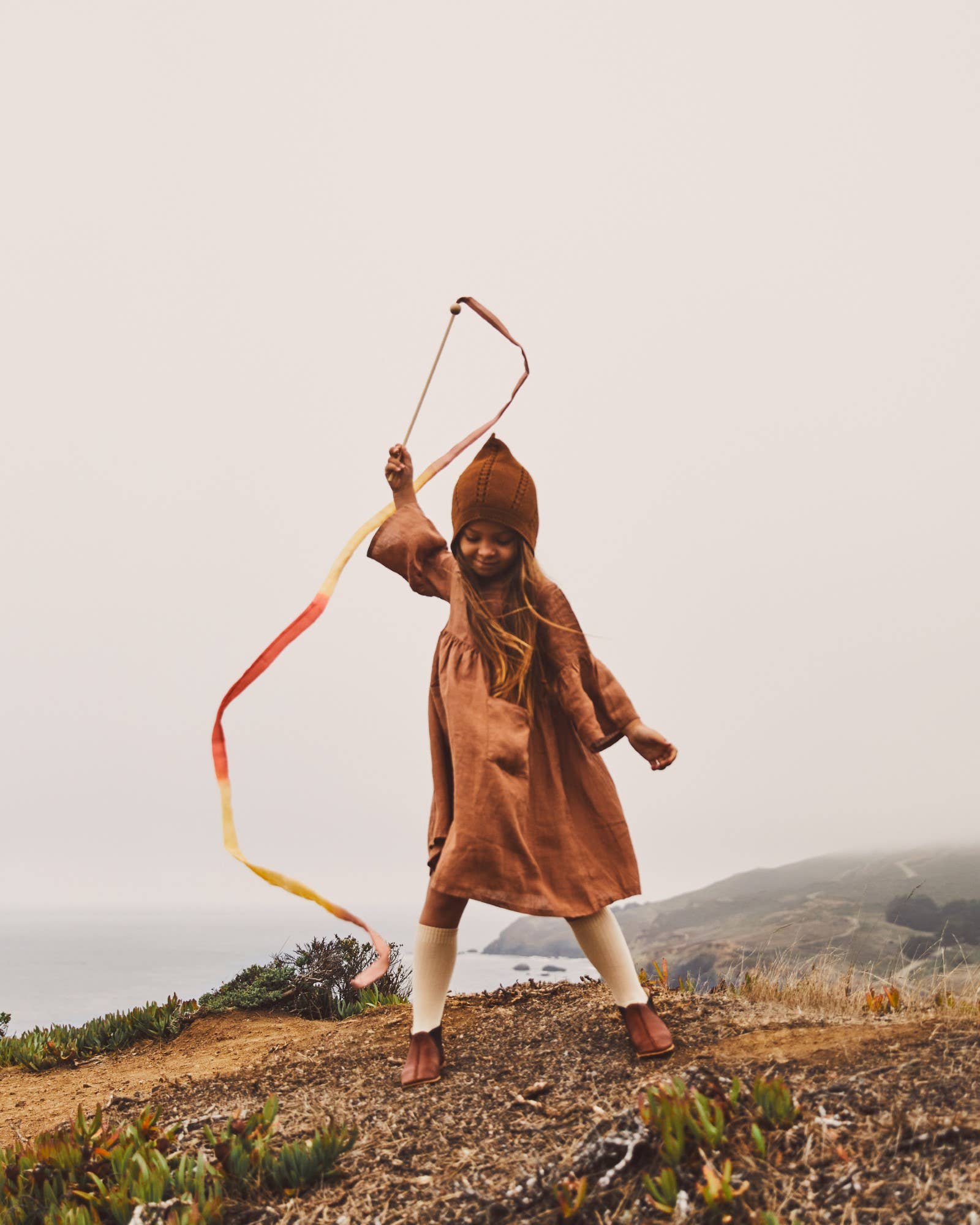 Sarahs Silk Boho Rainbow Silk &amp; Wood Streamer - Wand for Pretend Play - - MamaMilla