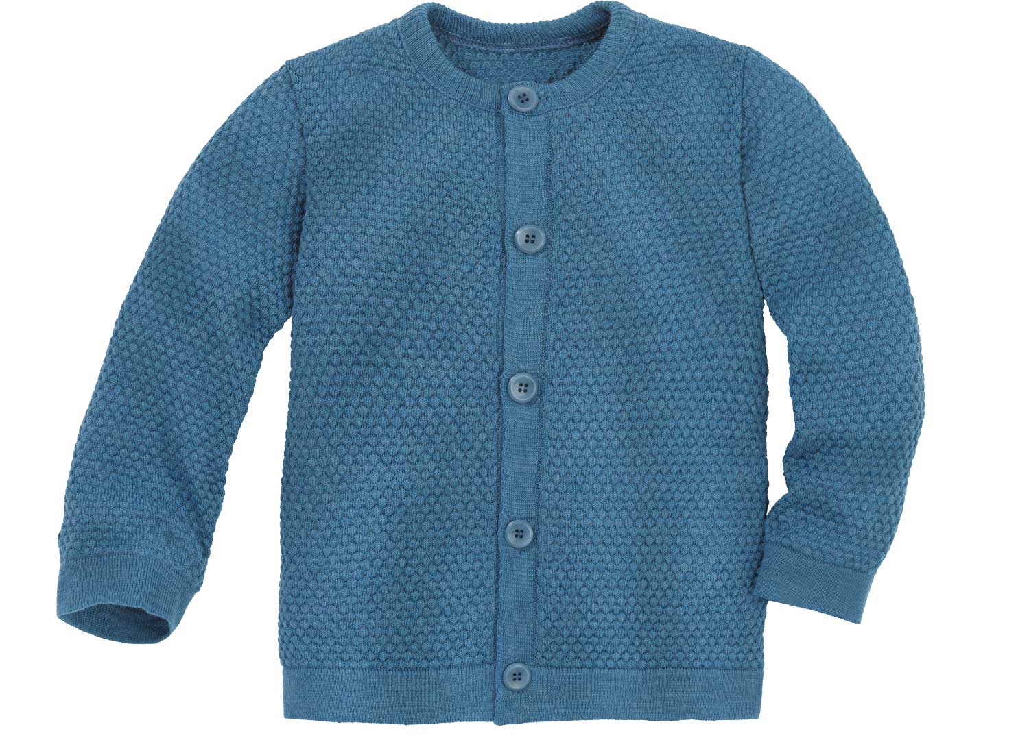 Strikjakke i Vaffelstrik – Merinould – Dueblå – Disana økologisk babytøj
