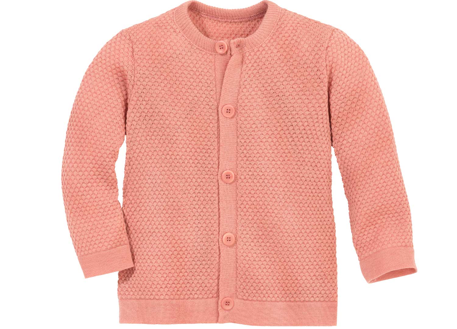 Strikjakke i Vaffelstrik – Merinould – Soft Pink – Disana økologisk babytøj