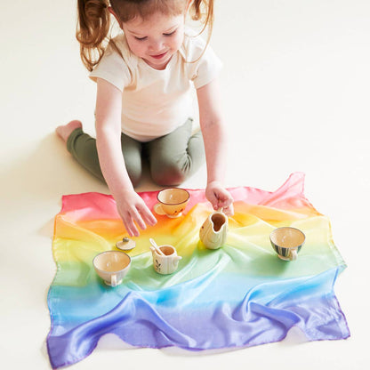Sarahs Silk Mini Enchanted Playsilks - 100% Silk Natural, Waldorf Toys: Rainbow - - MamaMilla