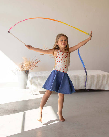 Sarahs Silk Rainbow Silk &amp; Wood Streamer - Wand for Pretend Play - - MamaMilla