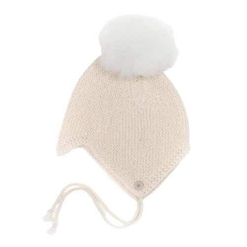 Huttelihut strikket babyhue i uld - Off-white - Hue - MamaMilla