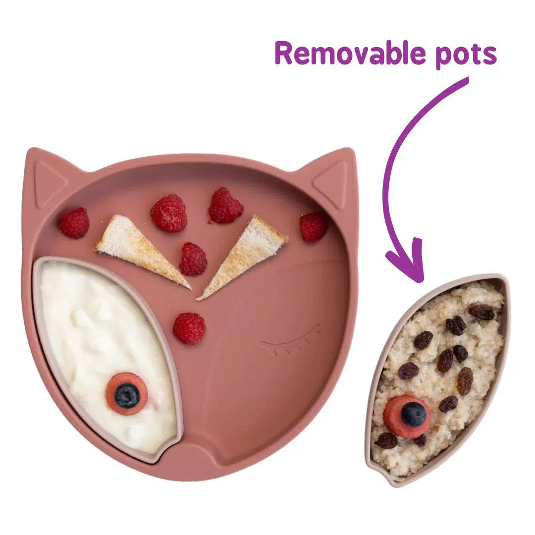Tidy Tot Silikone Tallerken med Sugekop og Rumdelere - Ræv - Tallerken - MamaMilla