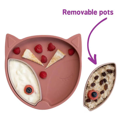Tidy Tot Silikone Tallerken med Sugekop og Rumdelere - Ræv - Tallerken - MamaMilla