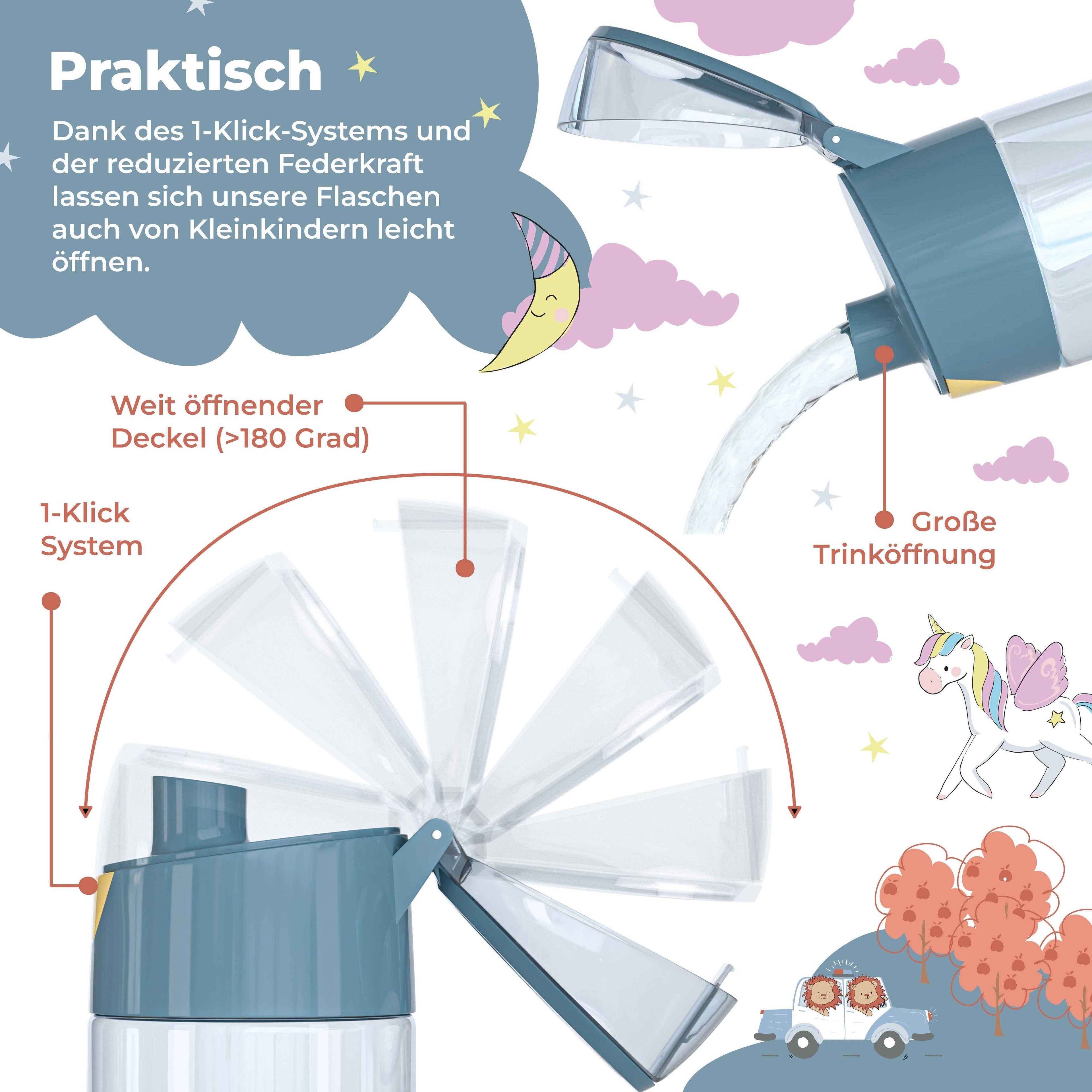 BEARFOOT Letvægts Drikkedunk Med Hank og Nem Åbning - 450 ml - Astronaut Bjørn - Drikkedunk i plast - MamaMilla