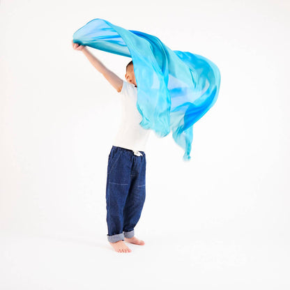Sarahs Silk Earth Playsilks - Open-Ended 100% Silk, Natural Waldorf Toys: Ocean - - MamaMilla
