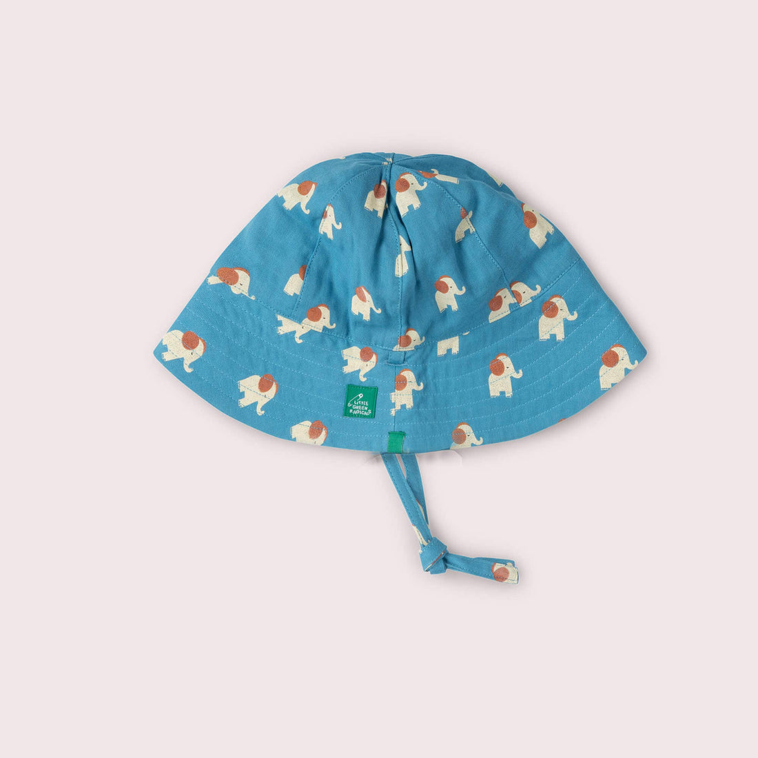 Little Green Radicals Solhat Vendbar Med Blå Elefanter – Økologisk Bomuld