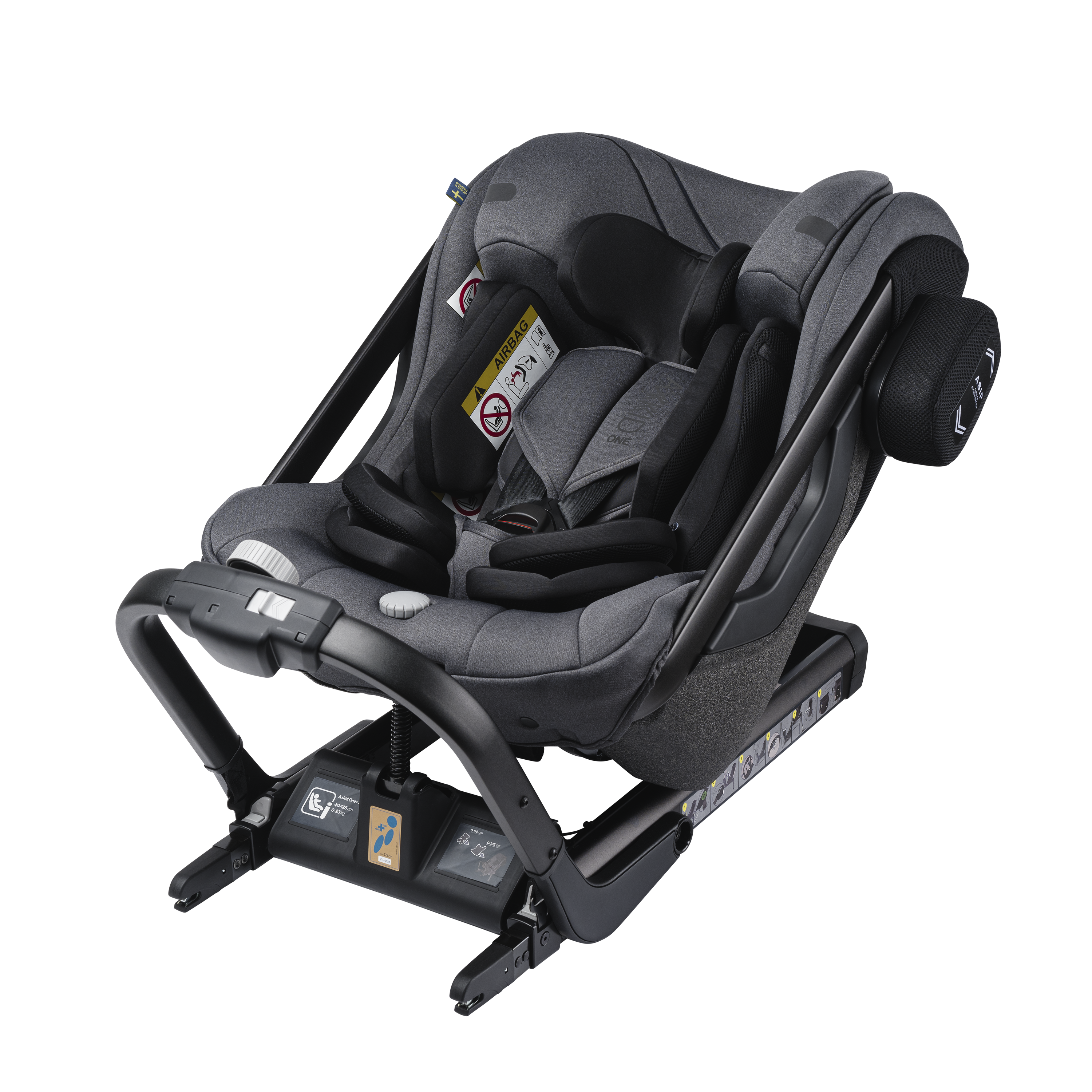 Axkid ONE+ 2 - Granite Melange - iSize 40-125 cm - 40-125 cm (Nyfødt til 7 år) - MamaMilla