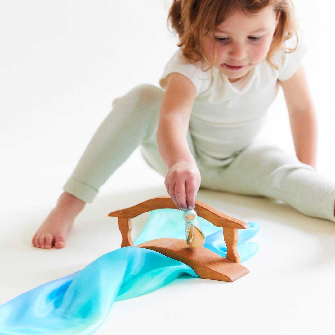 Sarahs Silk Mini Enchanted Playsilks - 100% Silk Natural, Waldorf Toys: Sea - - MamaMilla