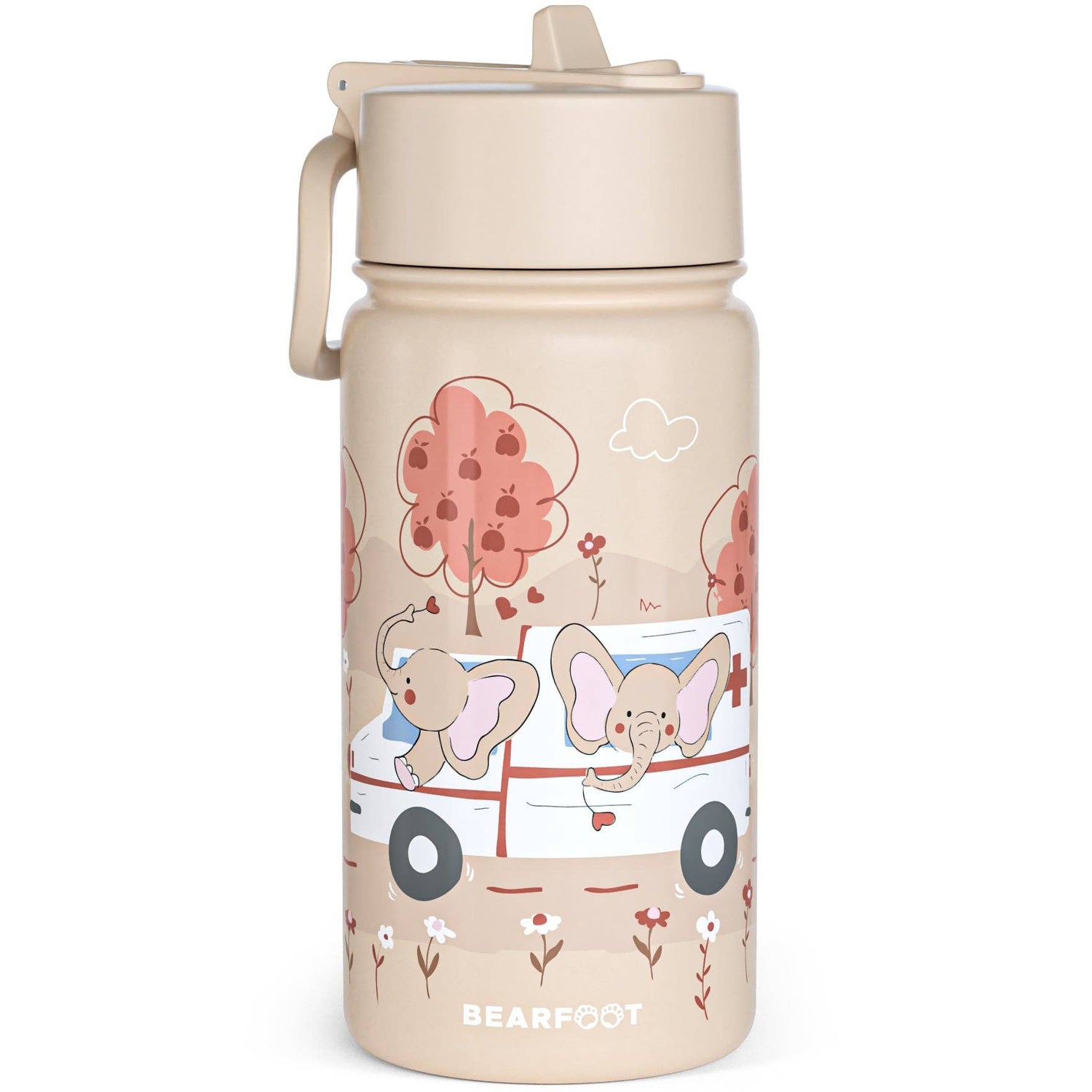 BEARFOOT Termo Drikkedunk med hank - 400 ml - Elefant ambulance - Drikkedunk med termo - MamaMilla